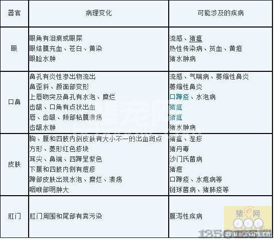 从病猪尸体外部病理变化来判断猪病